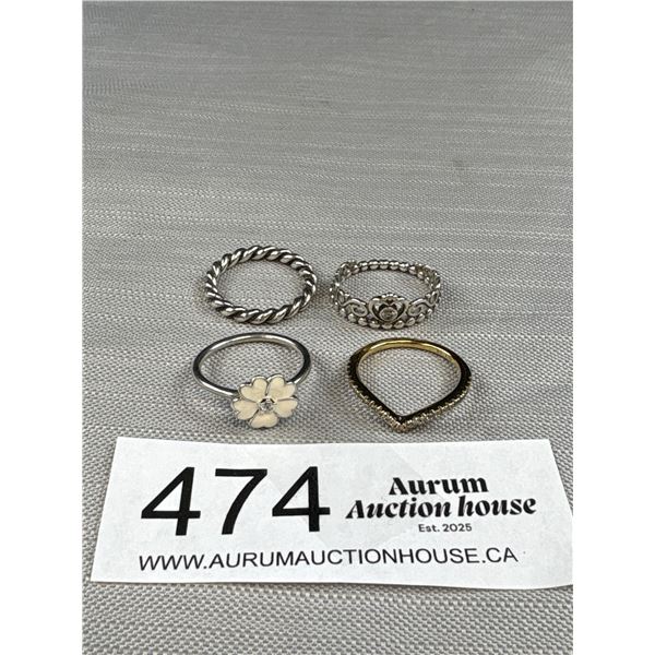 4 Pandora ALE Rings Size 6.5