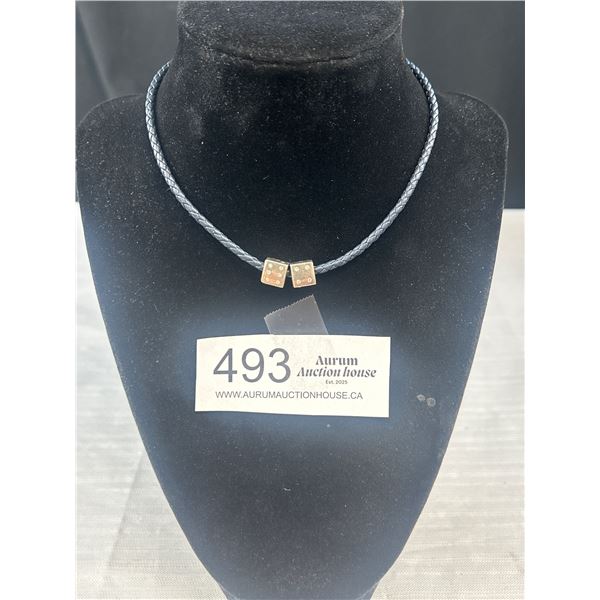 Pandora ALE Navy Blue Leather Double Bracelet w/ 2 Dice Charms