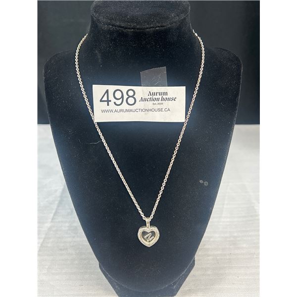 Pandora ALE Floating Charm Heart Locket w/ "N" Charm and Crystals On One Side (17.25")