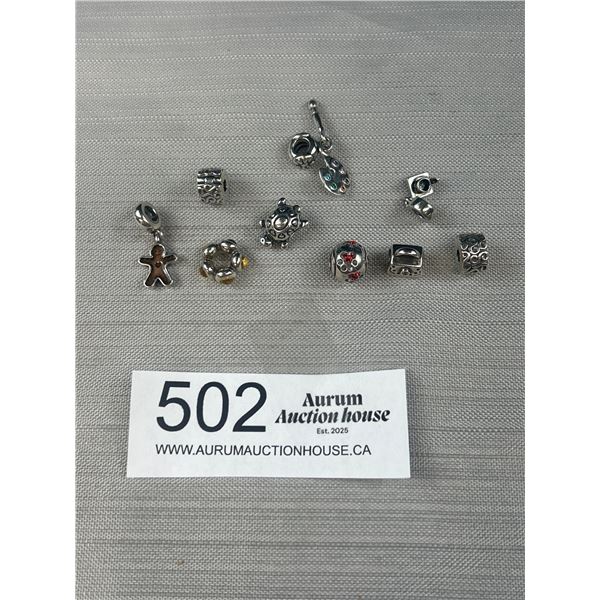 Pandora ALE Assorted Lot of 9 Charms (2 Are Clips)