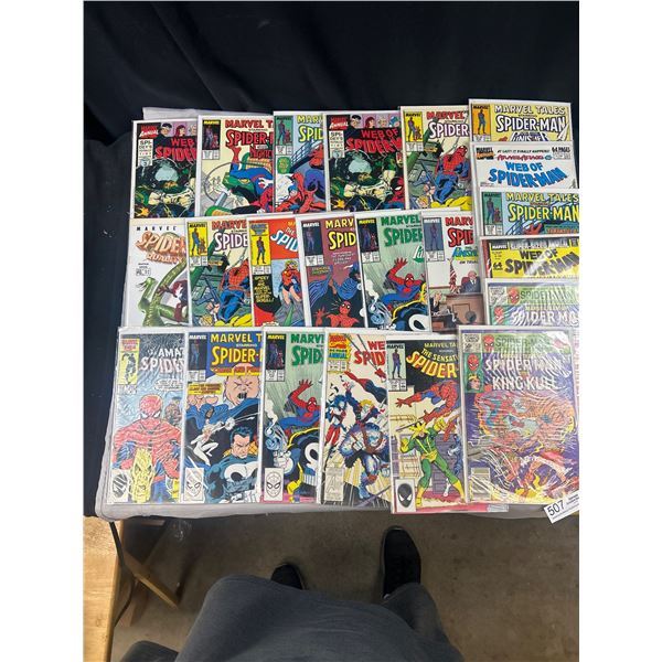 Large Lot of Spiderman Comics on Board in Bag