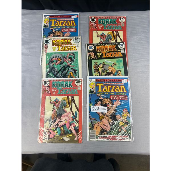 Lot of 6 Vintage Tarzan Comics on Board in bag 20-30cent