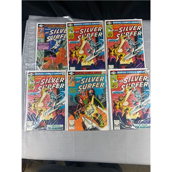 Lot of 6 Vintage The Silver Surfer Comics on Board in Bag