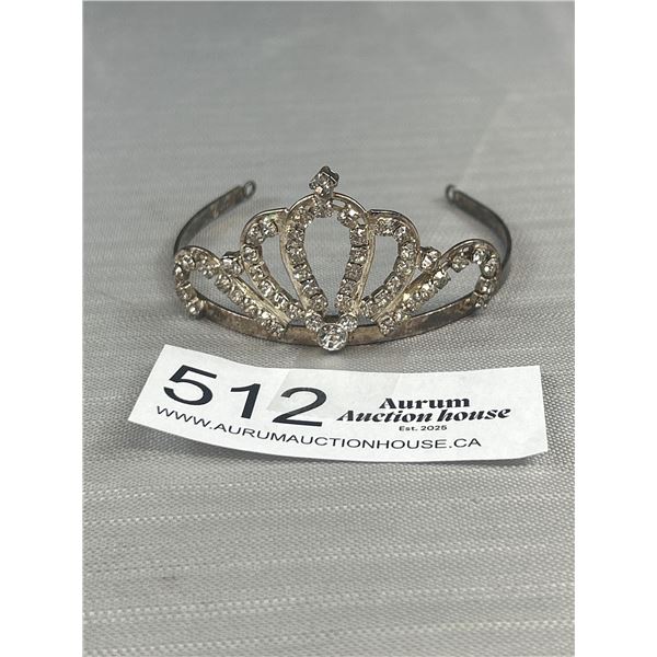 Vintage Silver w/Rhinestones Tiara/Crown for Baby or Doll