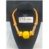 Image 1 : Amber Coloured Celluloidor Lucite Beads Necklace