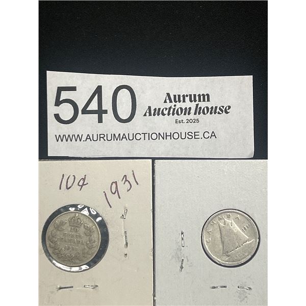 1931 & 1937 Canadian Silver Dimes