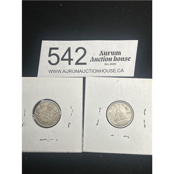 1936 & 1946 Canadian Silver Dimes