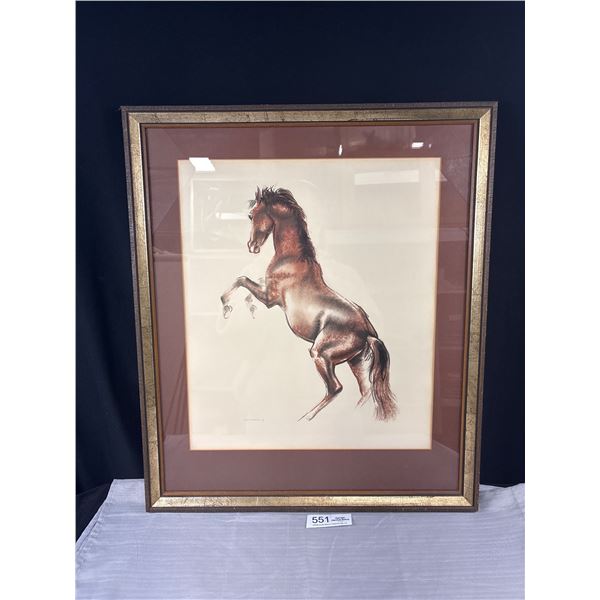 Large Vintage Signed Horse Print 21 x 24 No Shipping