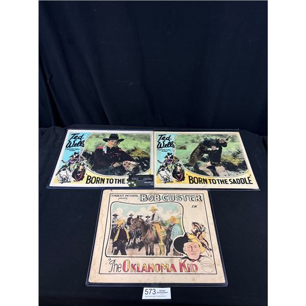 Lot of 3 1920's Movie Theatre Cards - Ted Wells The Oklahoma Kid