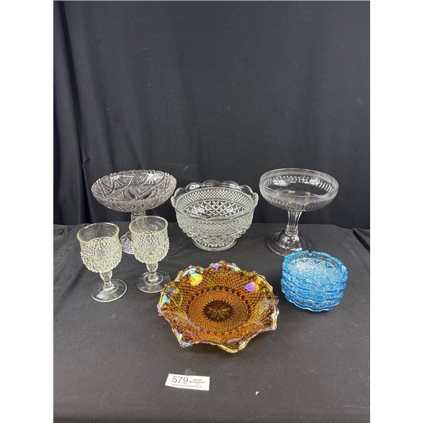 Large Shelf Lot of Mid Century Glassware