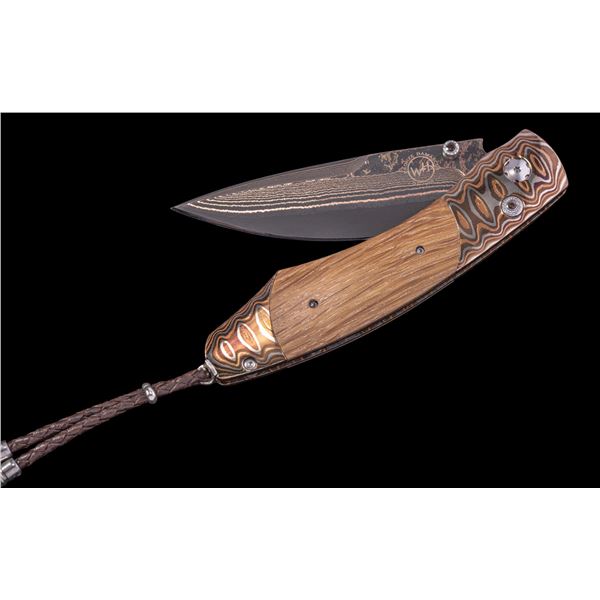 Willliam Henry B12 Custom Knife with oak inlay from Pappy Van Winkle bourbon barrels