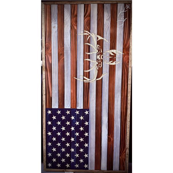 Custom Wood U.S. Flag and Elk
