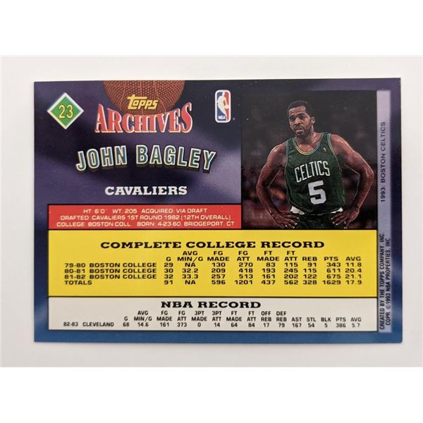 John Bagley signed Basketball Trading Card - Topps #23 1993