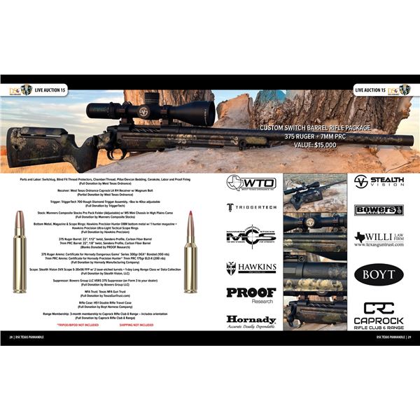 Custom Switch Barrel Rifle Package in .375 Ruger and 7mm PRC from West Texas Ordnance