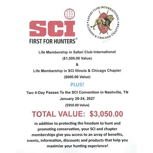 Safari Club International Life Membership and Chapter Life Membership