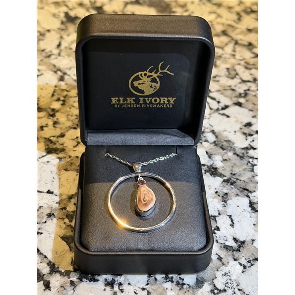Custom “Sun Aura” Elk Ivory Pendant — A Striking Western Heirloom
