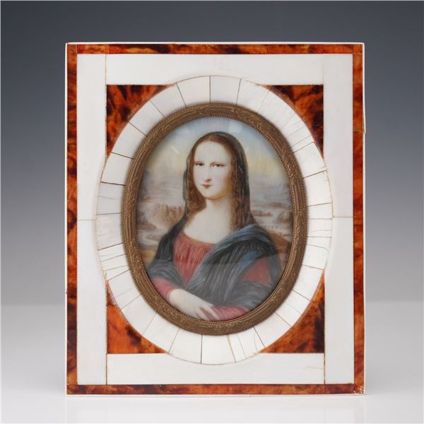 Miniature Painting Mona Lisa Portrait in Frame
