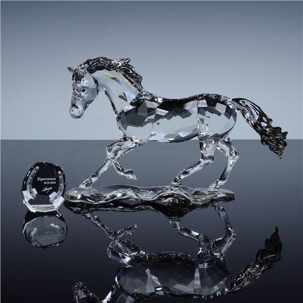 Swarovski Crystal Figurine, Esperanza Horse with Horseshoe Plaque
