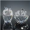 Image 1 : 2pc Swarovski Silver Crystal Figurines, Owl and Birds Nest
