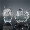 Image 2 : 2pc Swarovski Silver Crystal Figurines, Owl and Birds Nest