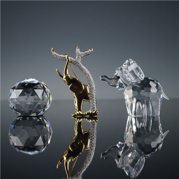 3pc Swarovski Crystal Figurine, Pin, and Paperweight