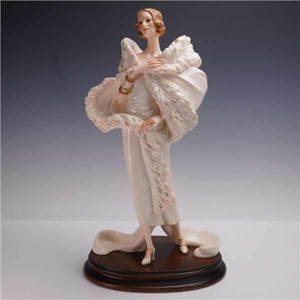 Amilcare Santini Sculpture, Lady with a Feathered Boa