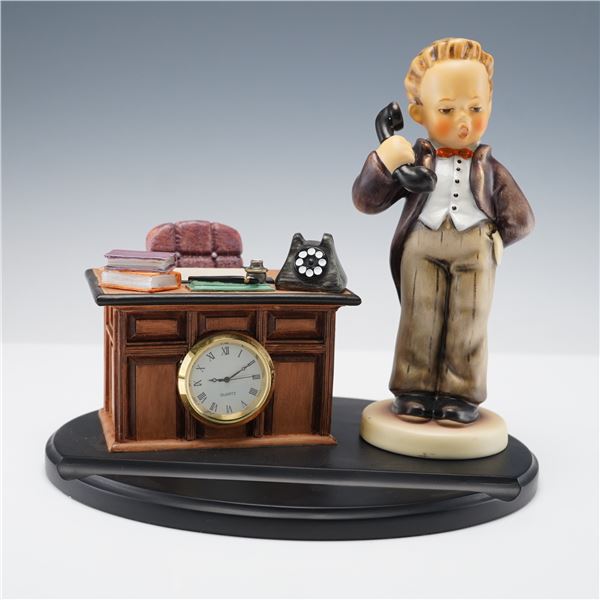 2pc Goebel Hummel Figurine and Base, Hello and Just Business
