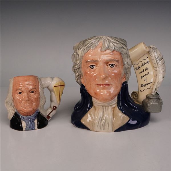 2pc Royal Doulton Character Jugs, Jefferson D6943 & Franklin D6695