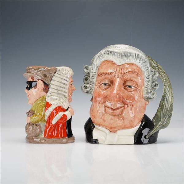 2pc Royal Doulton Character Jugs, The Lawyer D6498 & Judge & Thief D6988