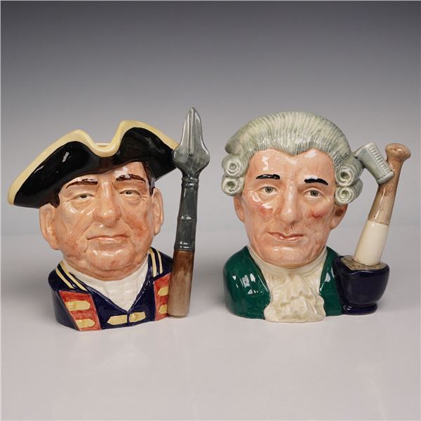 2pc Royal Doulton Large Character Jugs, Apothecary D6567 & Guardsman D6568