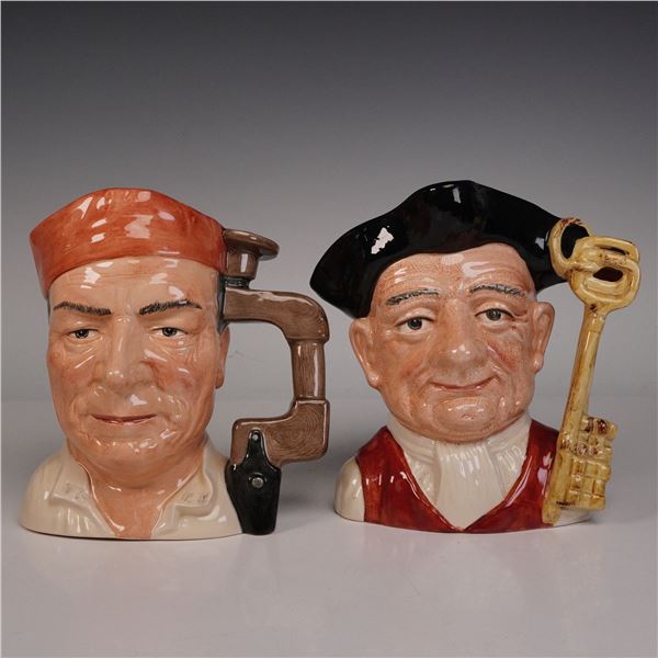2pc Royal Doulton Large Character Jugs, Cabinet Maker D7010 & Gaoler D6570D