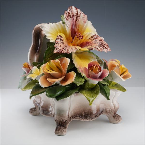 Capodimonte Porcelain Floral Arrangement Centerpiece