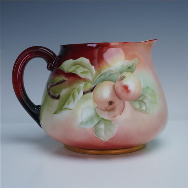 T&V Limoges France Porcelain Pitcher with Hand Painted Apples