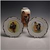 Image 1 : 3pc Group of Hand-Painted Porcelain: Hutschenreuther Plates & ZS & Co Vase