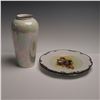 Image 2 : 3pc Group of Hand-Painted Porcelain: Hutschenreuther Plates & ZS & Co Vase