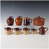 Image 1 : 10pc Assorted Brown Glazed Pottery and Metal Kitchenware, Jugs, Casserole