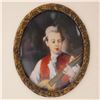 Image 3 : Miniature Portrait of a Young Man Playing a Mandolin in Bone Frame