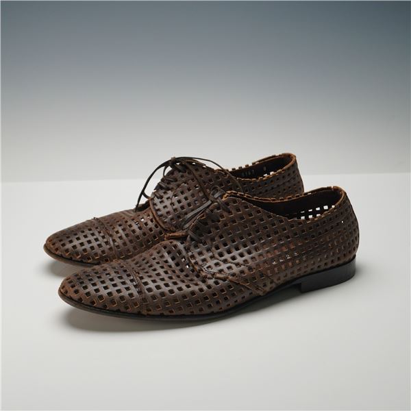 Pair of Dolce & Gabbana Brown Perforated Leather Derby Men's Shoes