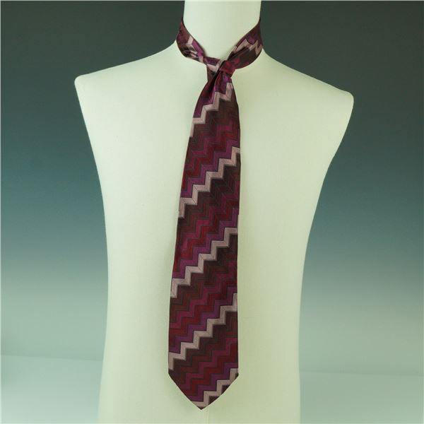 Dolce & Gabbana Silk Necktie, Magenta Chevron Geometric