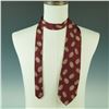 Image 1 : Moschino Silk Necktie, Burgundy with Gold Fingerprints