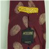 Image 5 : Moschino Silk Necktie, Burgundy with Gold Fingerprints