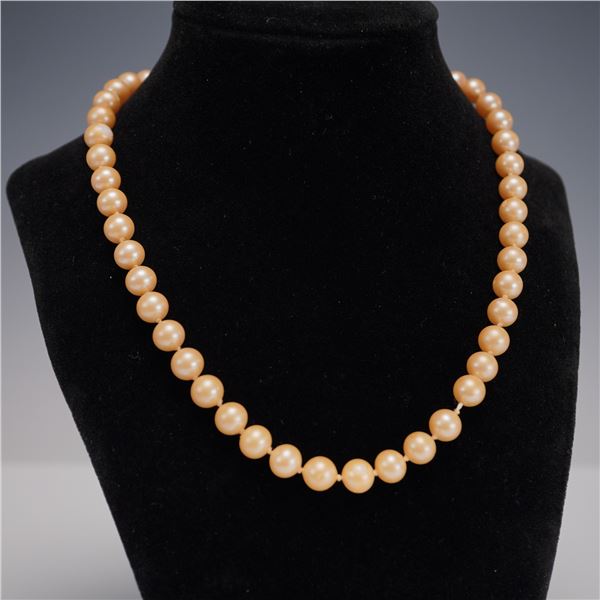 Strand of Golden Imitation Pearls with 14K Gold Clasp