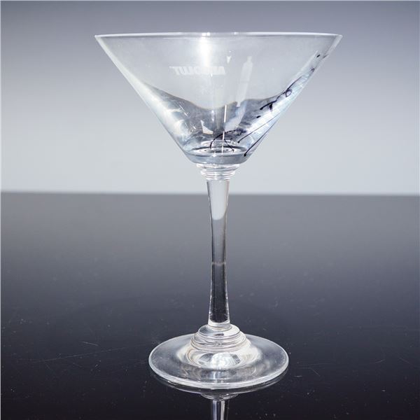 Romero Britto Signed Absolute Vodka Martini Glass