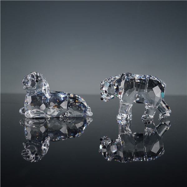 2c Swarovski Crystal Figurines, Mother Sheep and Sister Bear