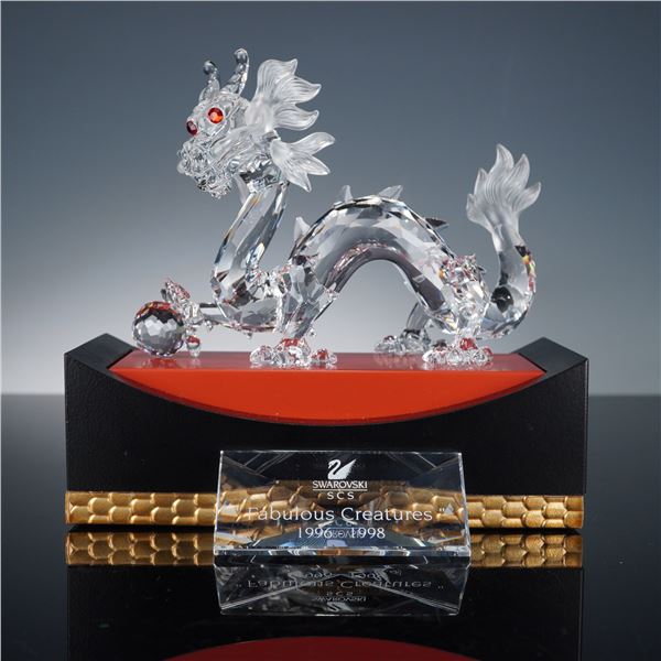 2pc Swarovski Fabulous Creatures Crystal Figurine, Dragon & Plaque
