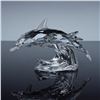 Image 2 : 3pc Swarovski Crystal Figurine, Dolphins Mother and Child + Plaque and Pin