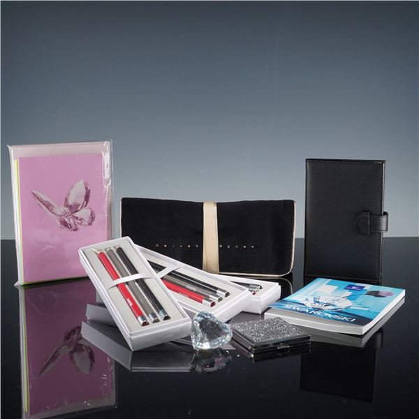 9pc Swarovski Crystal Paperweight and Assorted Branded Accessories