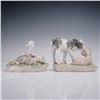 Image 1 : 2pc Lladro Porcelain Figurines, Leopard and Lamb 6926 & Calf and Lion 6927