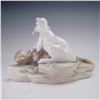 Image 6 : 2pc Lladro Porcelain Figurines, Leopard and Lamb 6926 & Calf and Lion 6927