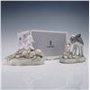 Image 8 : 2pc Lladro Porcelain Figurines, Leopard and Lamb 6926 & Calf and Lion 6927